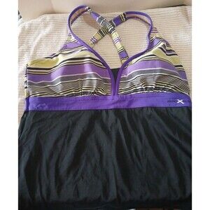 Zeroxposur Tankini Black/ Purple Stripped Gray-yellow Tankini Only Womens 18